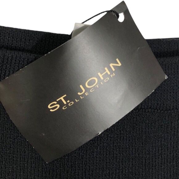 ST. JOHN COLLECTION 8 Black Skirt Santana Knit Ribbed A-line Wool Blend NWT $375 - Picture 4 of 12